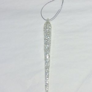 Option2 Spun Glass Icicle with Ice Glitter Finish 6"