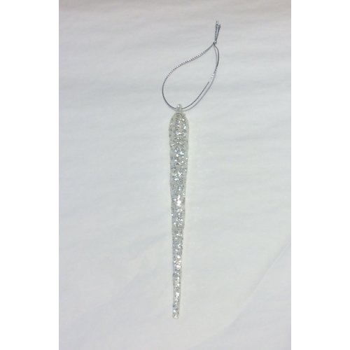 Option2 Spun Glass Icicle with Ice Glitter Finish 6"