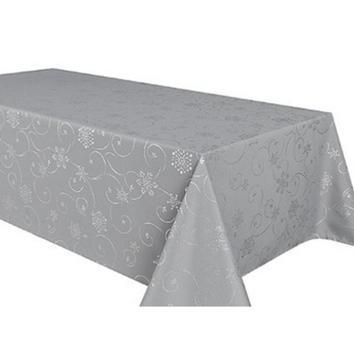 Texstyles Deco TABLECLOTH POLY 60" x 144" Shiny Snowflake Grey Texstyles Deco TABLECLOTH POLY 60" x 144" Shiny Snowflake Grey