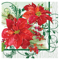 Poinsettia Crackle Lunch Napkins