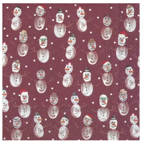 IHR Happy Snowmen All Over Red Cocktail Napkins IHR Happy Snowmen All Over Red Cocktail Napkins