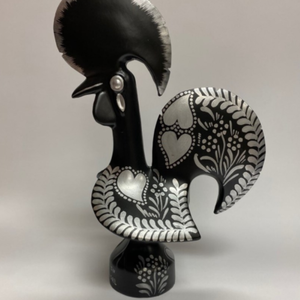 PORTUGAL IMPORTS FADO - Black with Silver Rooster 3.6"x2"x5"