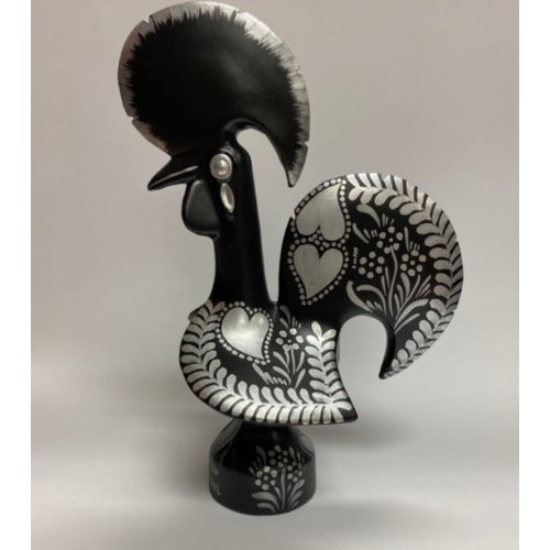 PORTUGAL IMPORTS FADO - Black with Silver Rooster 3.6"x2"x5"