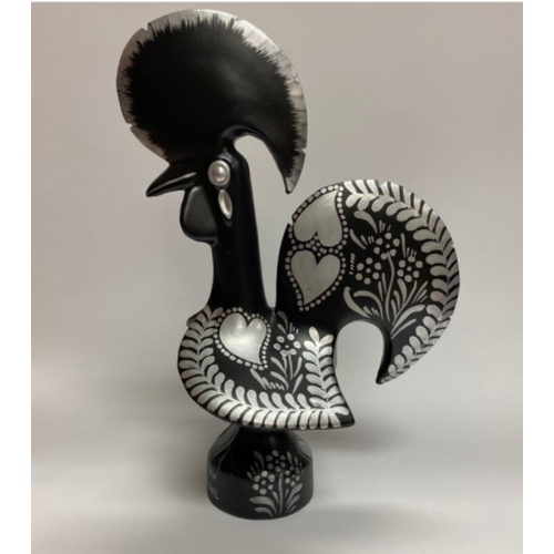 PORTUGAL IMPORTS FADO - Black with Silver Rooster 6"x3"x8"