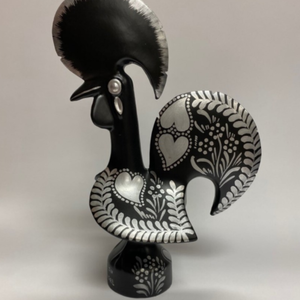 PORTUGAL IMPORTS FADO - Black with Silver Rooster 7"x4"x10"