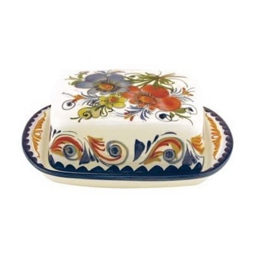PORTUGAL IMPORTS BOUQUET Butter Dish 7"x5"x7" PORTUGAL IMPORTS BOUQUET Butter Dish 7"x5"x7"