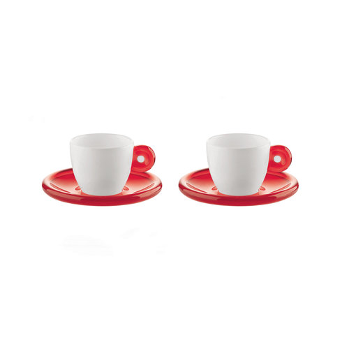 GUZZINI Espresso Cup Gocce - Clear Red/ Set of 2 - GUZZINI GUZZINI Espresso Cup Gocce - Clear Red/ Set of 2 - GUZZINI