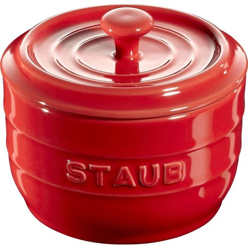Staub Salt crock 0.25L STAUB Cherry Red w/wooden spoon Staub Salt crock 0.25L STAUB Cherry Red w/wooden spoon