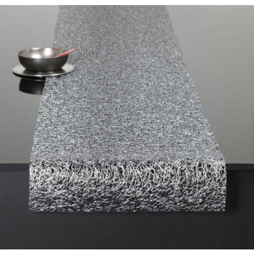 Chilewich Runner 13x70 ins. Metallic Lace Silver CHILEWICH Chilewich Runner 13x70 ins. Metallic Lace Silver CHILEWICH
