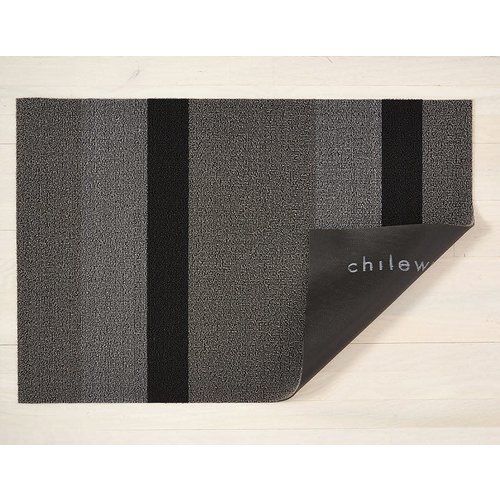 Chilewich Utility Mat Bold Stripe Shag Silver and Black