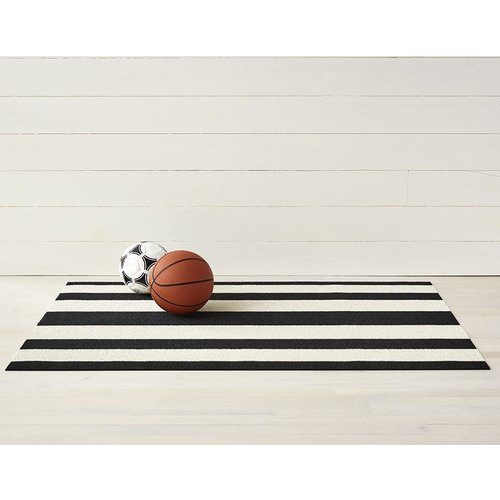 Chilewich Utility Mat Bold Stripe Shag Black and White