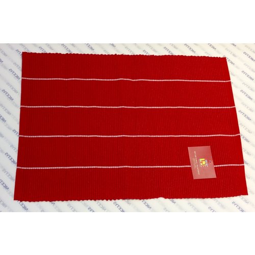 Texstyles Deco PLACEMAT POLY/COTTON Mini Stripe Red- 13” X 19” Texstyles Deco PLACEMAT POLY/COTTON Mini Stripe Red- 13” X 19”