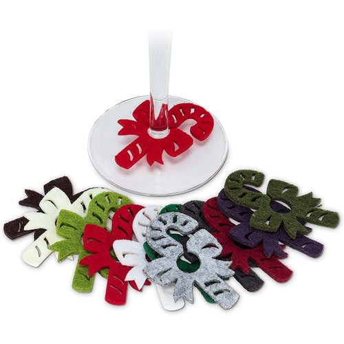 Abbott Wine charm SET OF 12 FELT CANDY CANE Abbott Wine charm SET OF 12 FELT CANDY CANE