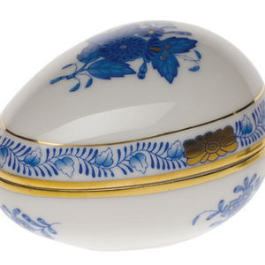 Herend Egg Shaped Bonbonniere / Keepsake Box Chinese Bouquet 13 x 8 cm HEREND