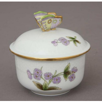 Sugar Bowl / Basin with Butterfly Knob Royal Gardens Flowers 9 x 9 cm HEREND