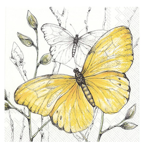 Carsim Napkin Lunch Paper COLOURFUL BUTTERFLIES Yellow Carsim Napkin Lunch Paper COLOURFUL BUTTERFLIES Yellow