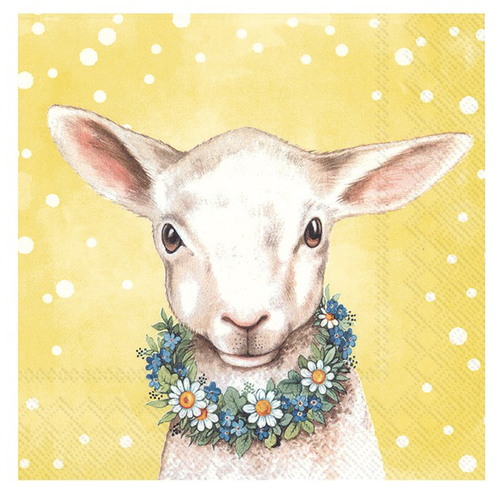 IHR Napkin Lunch Paper Easter Friends Lamb Yellow IHR Napkin Lunch Paper Easter Friends Lamb Yellow