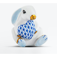 Herend Bunny With Blue Fishnet Heart