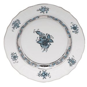 Herend Bread and Butter Plate Chinese Bouquet Turquoise Platinum