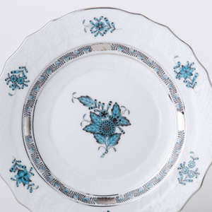 Herend Dessert Plate Chinese Bouquet Turquoise Platinum