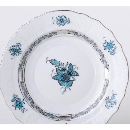 Herend Dessert Plate Chinese Bouquet Turquoise Platinum