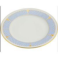 Large Dinner Plate Art Deco Blue