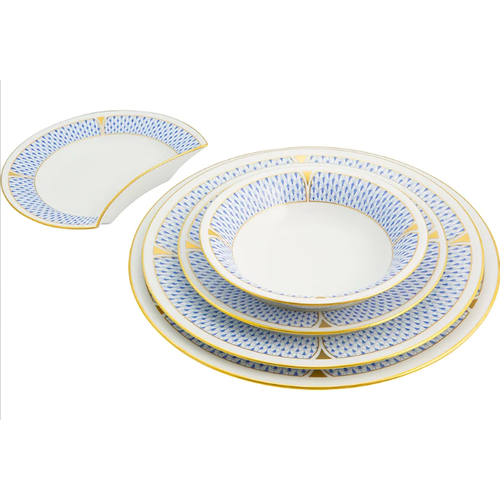 Herend Large Dinner Plate Art Deco Blue
