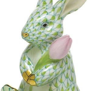 Herend Blossom Bunny Key Lime Green Fishnet