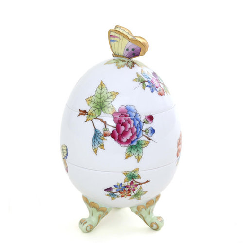 Herend Egg, 3 parts, Butterfly Knob Queen Victoria Limited Edition