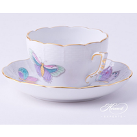 Espresso Cup and Saucer Royal Garden Turquoise Butterfly