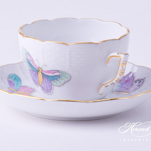 Herend Espresso Cup and Saucer Royal Garden Turquoise Butterfly