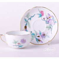 Latte Cup and Saucer Royal Garden Turquoise Flowers