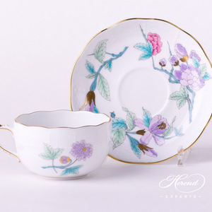 Herend Latte Cup and Saucer Royal Garden Turquoise Flowers