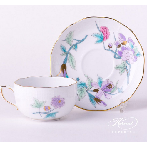 Herend Latte Cup and Saucer Royal Garden Turquoise Flowers