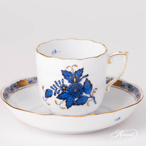 Herend Espresso Cup with Saucer Chinese Bouquet Sapphire