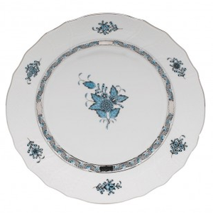 Herend Large Dinner Plate Chinese Bouquet Turquoise Platinum