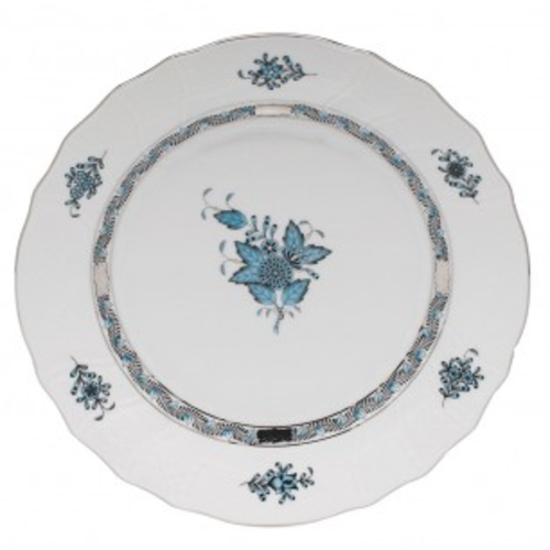 Herend Large Dinner Plate Chinese Bouquet Turquoise Platinum