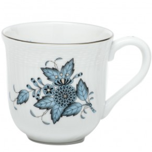 Herend Mocha Cup Chinese Bouquet Turquoise Platinum