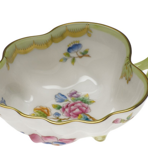 Herend Leaf Shaped Sugar Bowl with Butterfly Queen Victoria