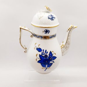Herend Coffeepot Rose Knob Chinese Bouquet Sapphire