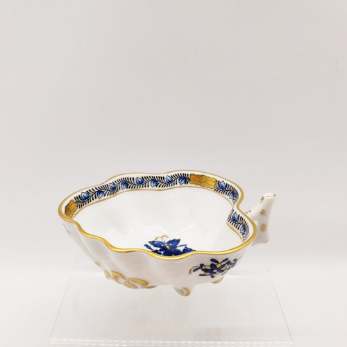 Herend Leaf Shaped Sugar Bowl Chinese Bouquet Sapphire