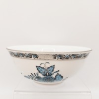 Yogurt / Small Soup Bowl Chinese Bouquet Turquoise Platinum