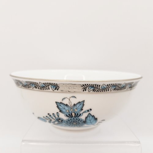 Herend Yogurt / Small Soup Bowl Chinese Bouquet Turquoise Platinum