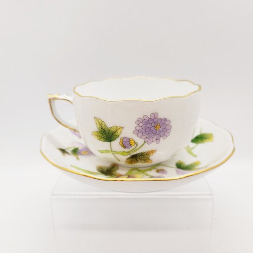 Herend Teacup and Saucer Royal Garden Butterfly Lilac