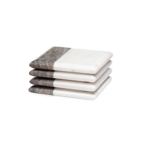 Torre & Tagus Two Tone Marble Coasters Square/ Set of 4 Torre & Tagus Two Tone Marble Coasters Square/ Set of 4