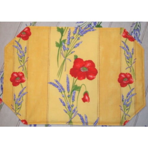 L'Art de Vivre Inc. PLACEMAT Yellow Poppies. 100% Cotton