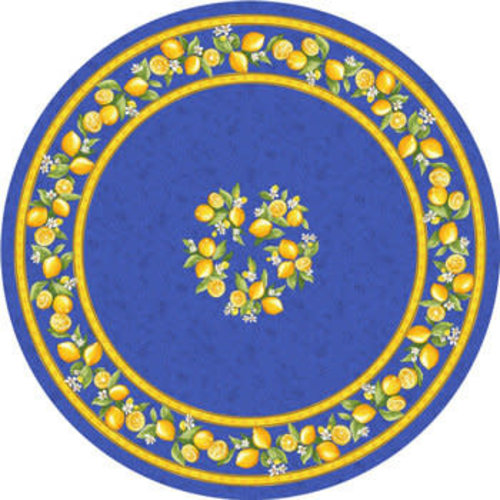 L'Art de Vivre Inc. TABLECLOTH 68 ins. ROUND Blue Lemon Blossom . COATED L'Art de Vivre Inc. TABLECLOTH 68 ins. ROUND Blue Lemon Blossom . COATED
