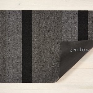 Chilewich Big Mat Bold Stripe Shag Silver and Black