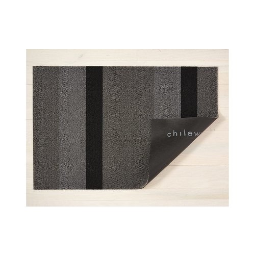 Chilewich Big Mat Bold Stripe Shag Silver and Black