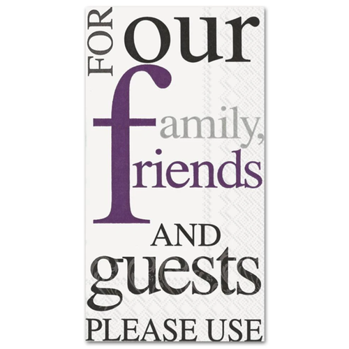 IHR Napkin/Guest Towel Paper FAMILY FRIENDS GUESTS PURPLE IHR Napkin/Guest Towel Paper FAMILY FRIENDS GUESTS PURPLE
